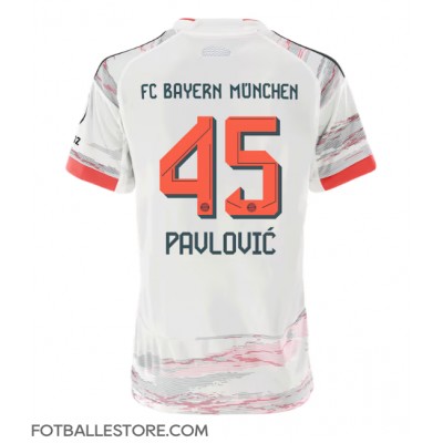 Bayern Munich Aleksandar Pavlovic #45 Bortedrakt Dame 2025-26 Kortermet Bayern Munich Aleksandar Pavlovic #45 Bortedrakt Dame 2025-26 Kortermet